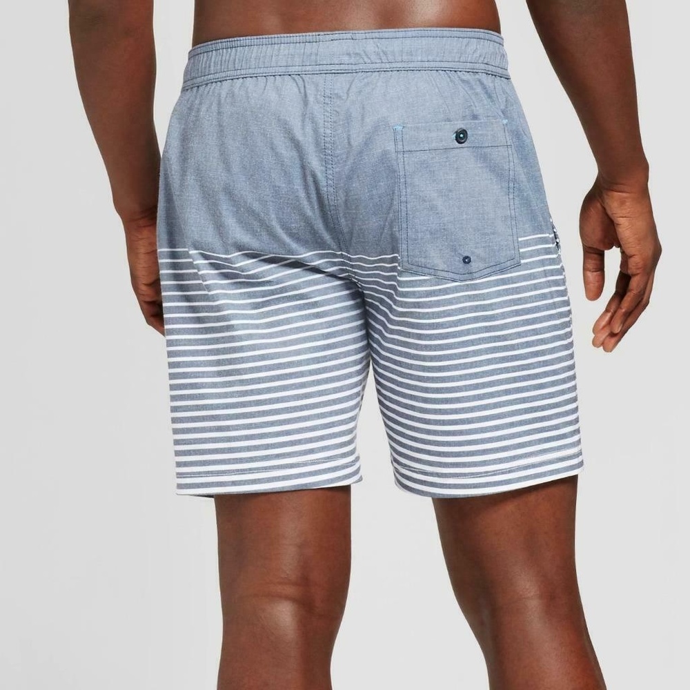 7.5" Gray White Striped Whodat Board Shorts XXL - Picture 2 of 8